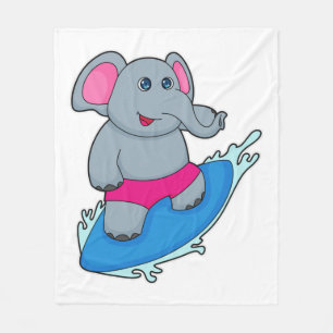 Couverture Polaire Elephant as surfer avec surf
