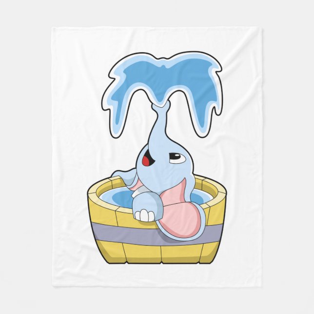 Couverture Polaire Eléphant avec baignoire remplie d'eau (Devant)