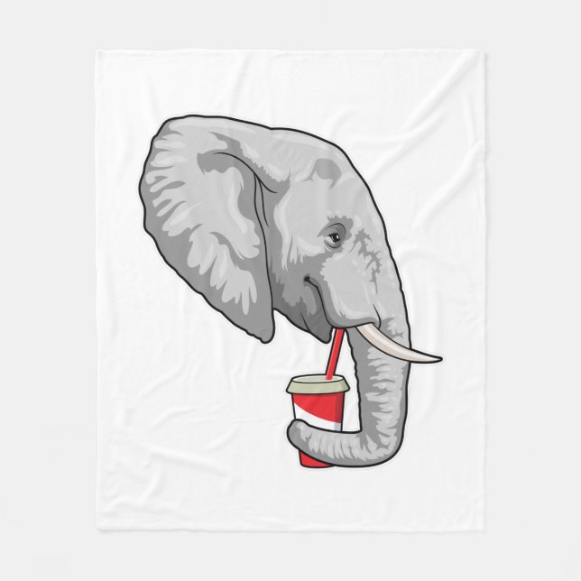 Couverture Polaire Eléphant avec boisson (Devant)