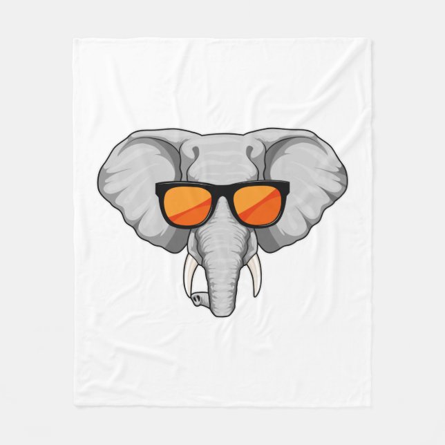 Couverture Polaire Eléphant avec lunettes de soleil (Devant)