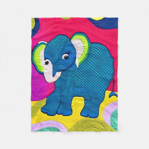 Couverture Polaire Eléphant Bébé Bleu Cute - Design Quilt