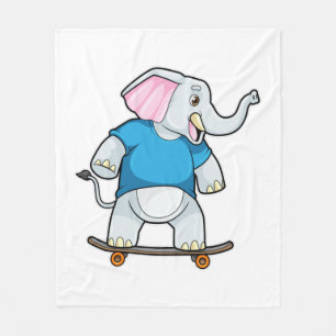 Couverture Polaire Elephant comme patineur avec skateboard