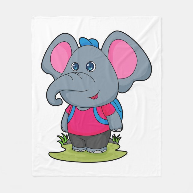 Couverture Polaire Elephant comme randonneur avec sac à dos (Devant)