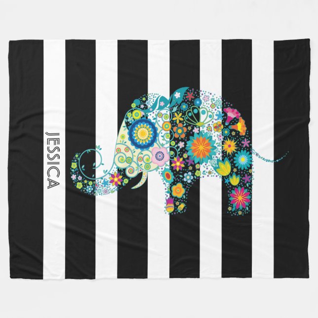 Couverture Polaire Eléphant Et Blancs Et Noirs (Devant (Horizontal))