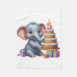 Couverture Polaire Éléphant Mignon 5ème Anniversaire