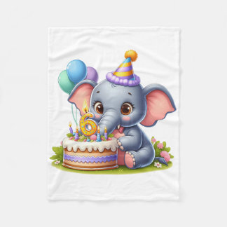 Couverture Polaire Éléphant Mignon 6ème Anniversaire