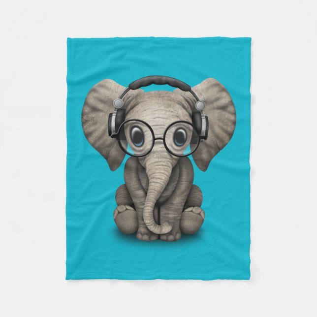 Couverture Polaire Éléphant personnalisable DJ de bébé avec des (Devant)