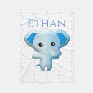 Couverture Polaire Eléphant petit garçon bleu mignon