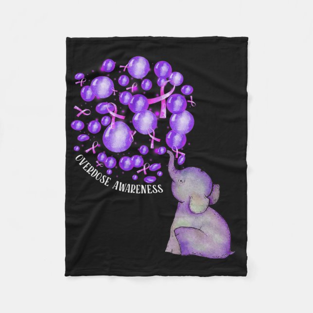 Couverture Polaire Eléphant Poussant Des Lons Violets Surdose (Devant)