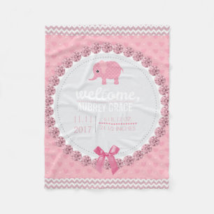 Couverture Polaire Éléphant rose de la crèche   de bébé personnalisé