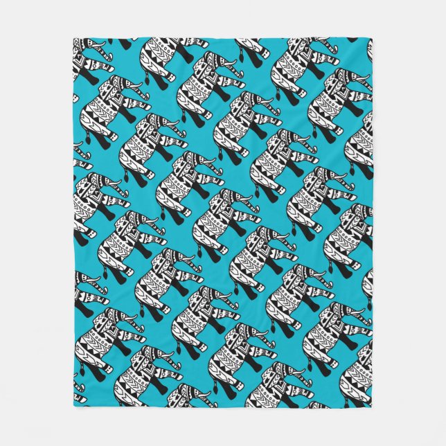 Couverture Polaire Eléphants de Bohême Tribal Blanche polaire personn (Devant)