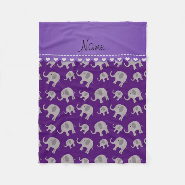 Couverture Polaire Éléphants gris pourpres nommés personnalisés (Devant)