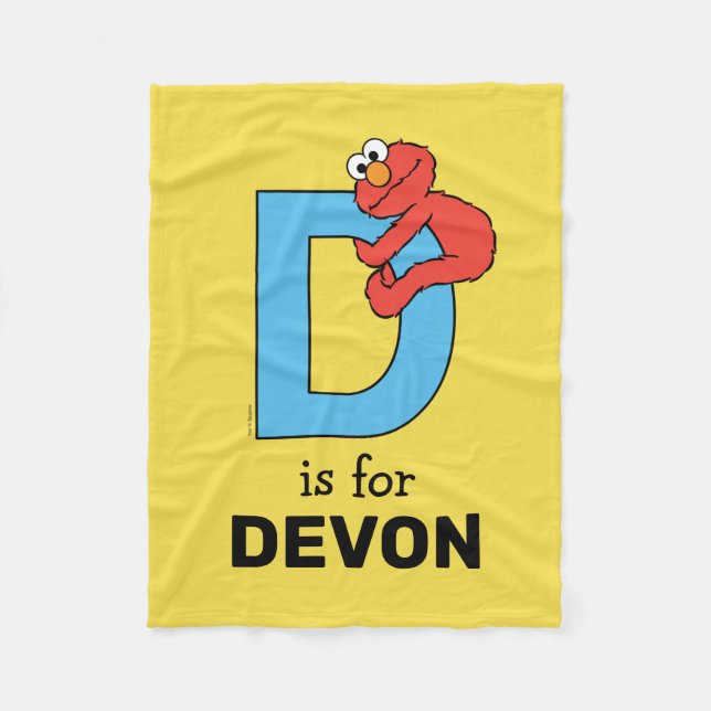 Couverture Polaire Elmo Alphabet | D Bleu (Devant)