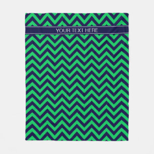 Couverture Polaire Emerald Navy LG Chevron Navy Blue Name monogram