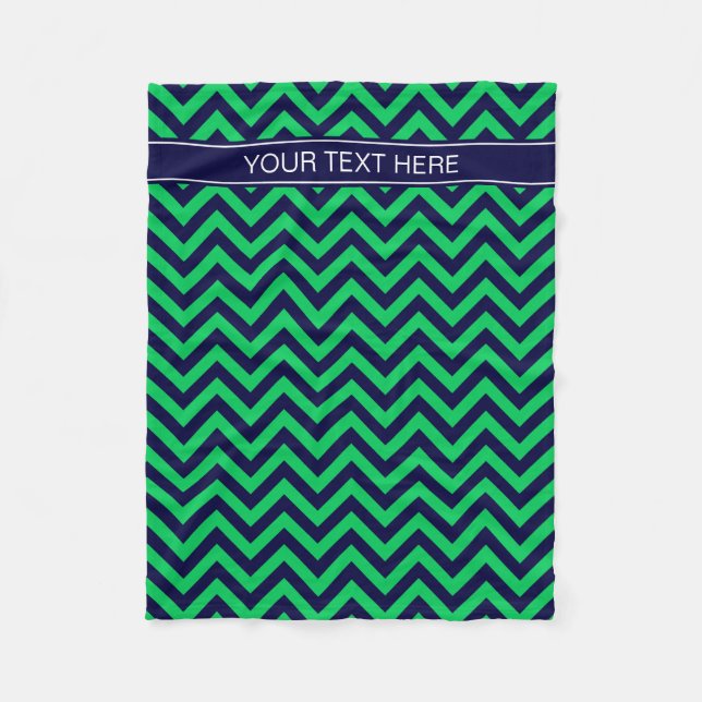 Couverture Polaire Emerald Navy LG Chevron Navy Blue Name monogram (Devant)