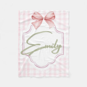 Couverture Polaire Emily Baby Girl Nursery Bow&En vichy personnalisée