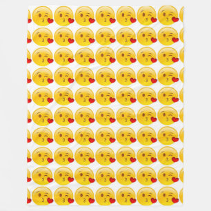 Couverture Polaire Emoji de Baiser-Coeur