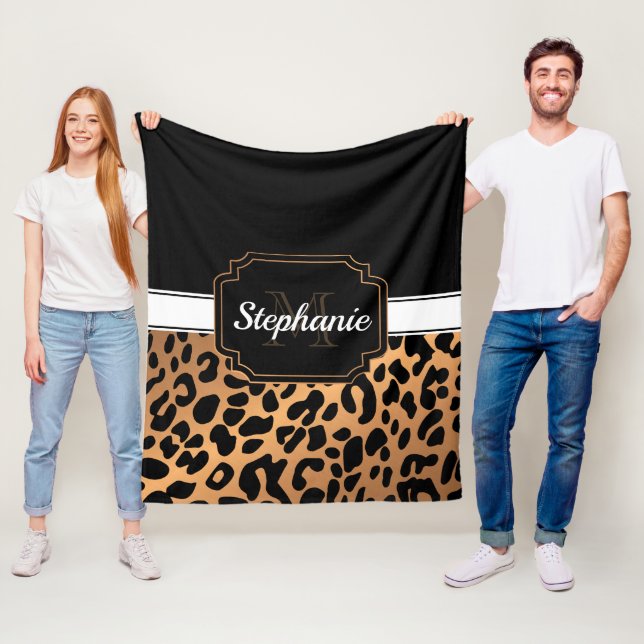 Couverture Polaire Empreinte de léopard (En situation)