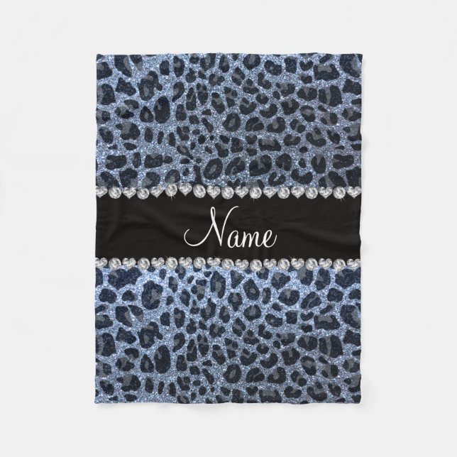 Couverture Polaire Empreinte de léopard bleu en pastel nommé fait sur (Devant)