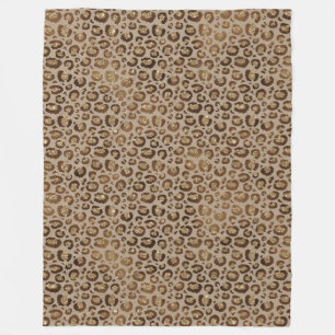 Couverture Polaire Empreinte de léopard Brown Gold Parties scintillan