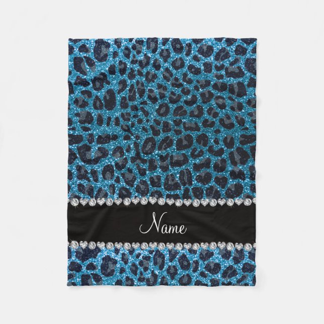 Couverture Polaire Empreinte de léopard de parties scintillant bleu c (Devant)