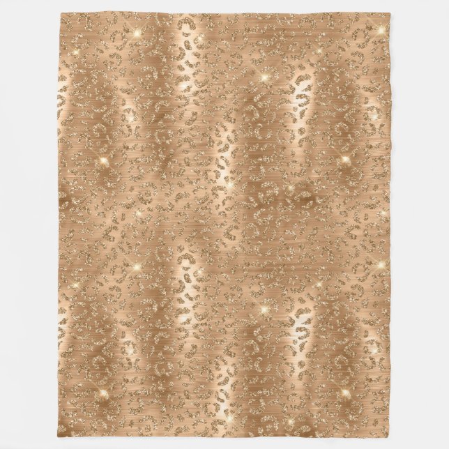 Couverture Polaire Empreinte de léopard Gold Glam Parties scintillant (Devant)