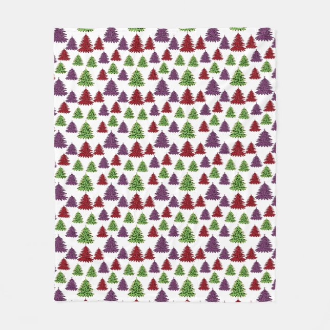 Couverture Polaire Empreinte de léopard Noël Colorful Trees motif (Devant)