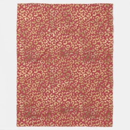 Couverture Polaire Empreinte de léopard Red Gold Glam