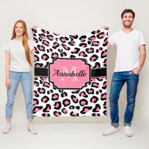 Couverture Polaire Empreinte de léopard rose