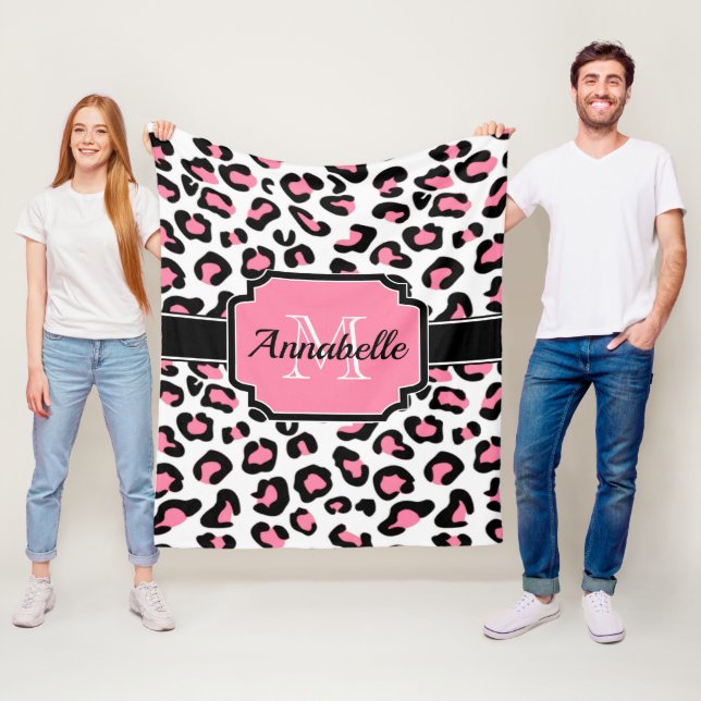 Couverture Polaire Empreinte de léopard rose (En situation)