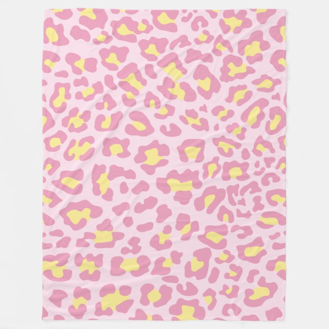 Couverture Polaire Empreinte de léopard rose et jaune (Devant)