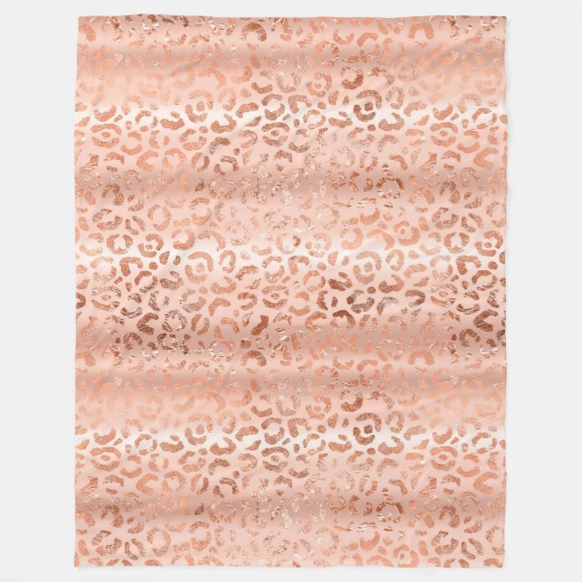 Couverture Polaire Empreinte de léopard rose pâle (Devant)