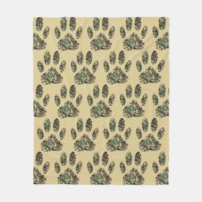 Couverture Polaire Empreinte de patte de chien Motif Camo (Devant)