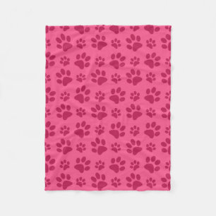 Couverture Polaire Empreinte de patte de chien rose