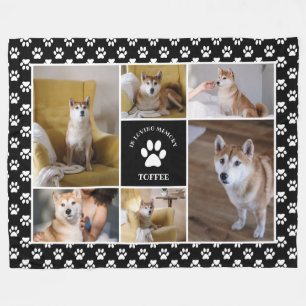 Couverture Polaire Empreinte de patte Pet In Love Memory Black Photo 