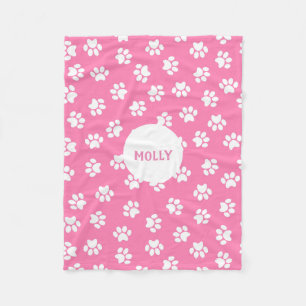 Couverture Polaire Empreinte de patte rose