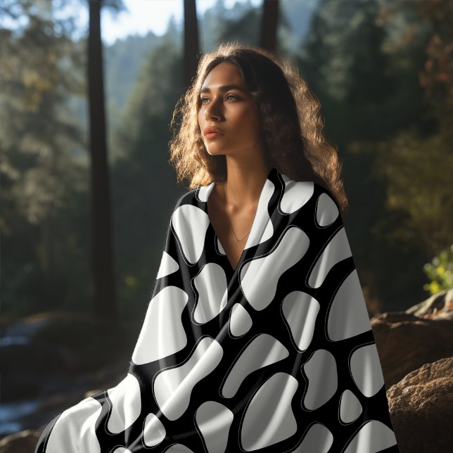 Couverture Polaire Empreinte de vache noire et blanche classique (Créateur téléchargé)