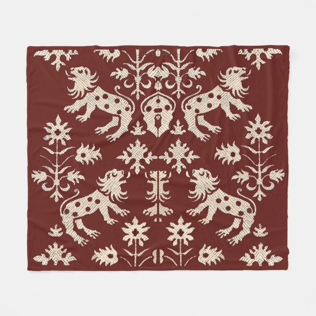 Couverture Polaire Empreinte des lions mouchetés AD 1200s (Devant (Horizontal))