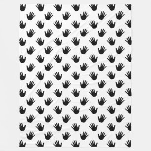 Couverture Polaire Empreintes de mains à pois noirs et blancs