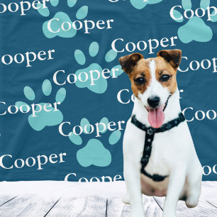 Couverture Polaire Empreintes de pattes Blue Personnalisé Chien Nom