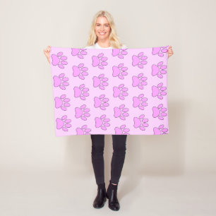 Couverture Polaire Empreintes de pattes chiots en rose