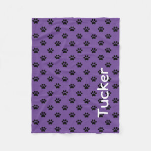 Couverture Polaire Empreintes de pattes noirs sur Royal Purple Person