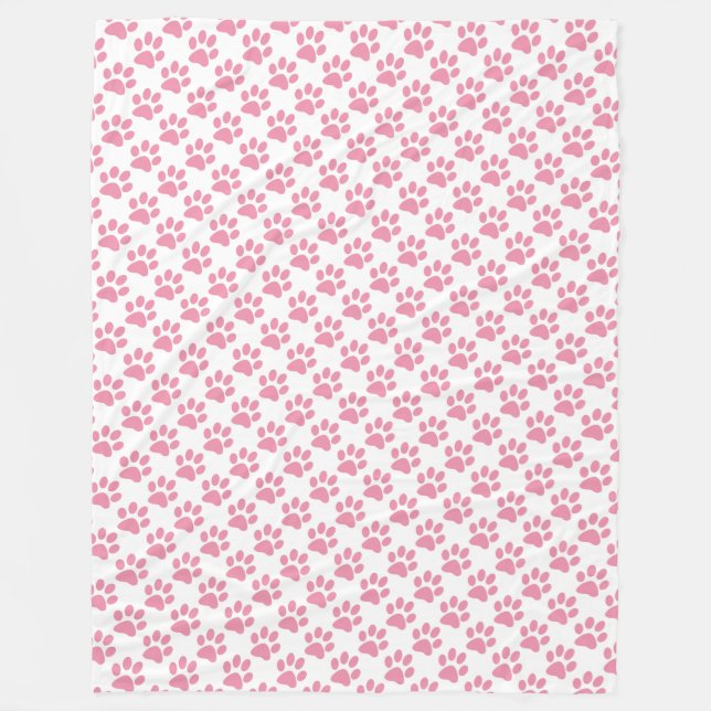 Couverture Polaire Empreintes de pattes roses (Devant)