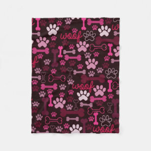 Couverture Polaire Empreintes de pattes rouges et os