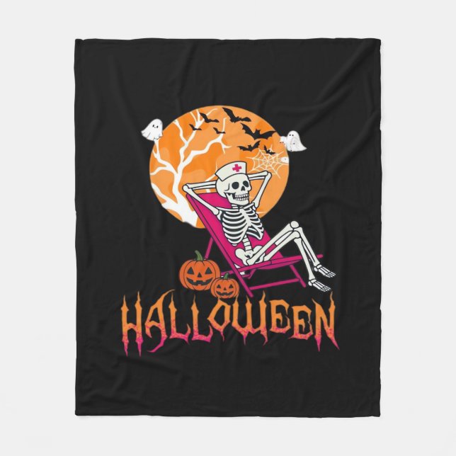 Couverture Polaire En Attente D'Halloween Infirmière D'Été Skeleton P (Devant)