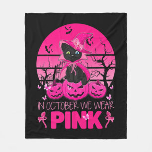 Couverture Polaire En Octobre Nous Portons Pink Cute Chat Halloween B