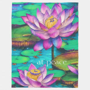 Couverture Polaire en paix Belle scène rose Lotus Fleurs d'eau