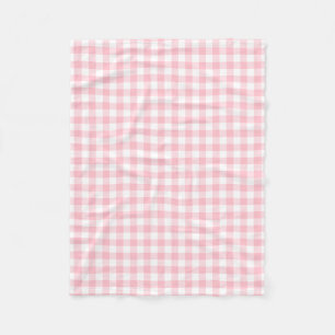 Couverture Polaire En vichy chèques de taille moyenne rose et blanche