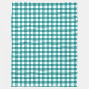 Couverture Polaire en vichy turquoise