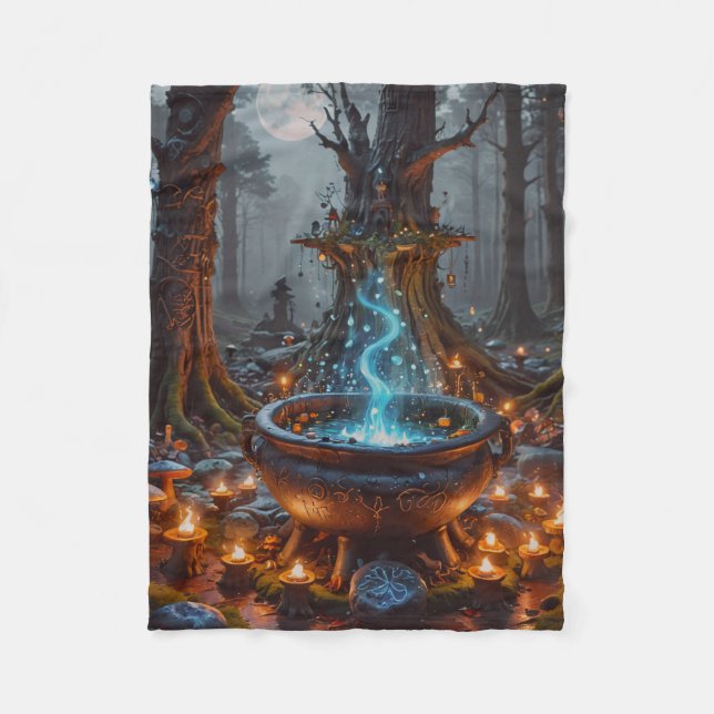 Couverture Polaire Enchanted Forest Cauldron Under the Moonlight (Devant)